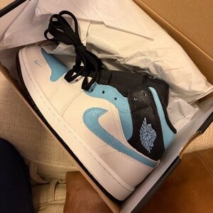 Jordan Athletic Shoes in Black, White, and Blue